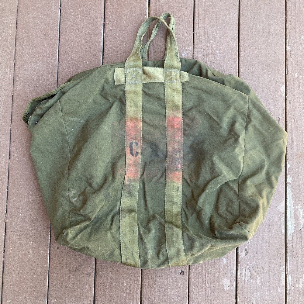 Vintage 60s 70s USAF Aviator Kit Bag Nylon Scovill Military Duffle Stencil